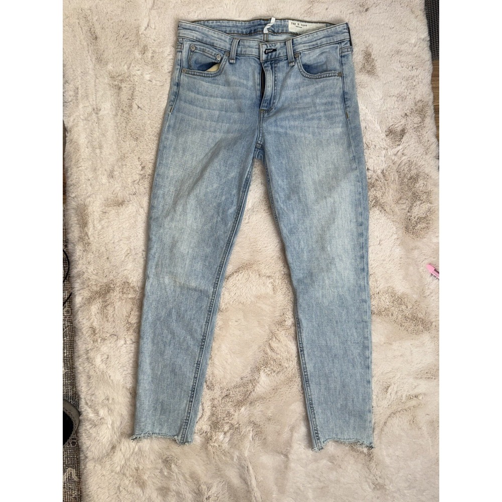 Rag & Bone Cate Mid-Rise Skinny Jeans Distressed Denim Light Wash Size 27
